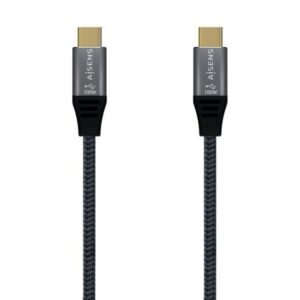 Cable USB 2.0 Tipo-C Aisens A107-0629 5A 100W/ USB Tipo-C Macho - USB Tipo-C Macho/ Hasta 100W/ 60Mbps/ 2m/ Gris