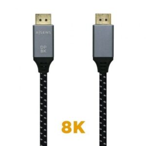 Cable DisplayPort 1.4 8K Aisens A149-0435/ DisplayPort Macho - DisplayPort Macho/ 1m/ Negro Gris