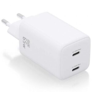 Cargador de Pared GaN Aisens ASCH-65W2P039-W/ 2xUSB Tipo-C/ 65W
