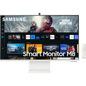 Smart Monitor Samsung M8 S27CM801UU 27"/ 4K/ Multimedia/ Regulable en altura/ Smart TV/ Webcam/ Blanco