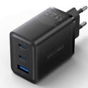 Cargador de Pared GaN Vention FERB0-EU/ 2xUSB Tipo-C/ 1xUSB/ 65W