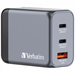 Cargador de Pared Universal GaN Verbatim GNC-65/ 2xUSB Tipo-C/ 1xUSB/ 65W